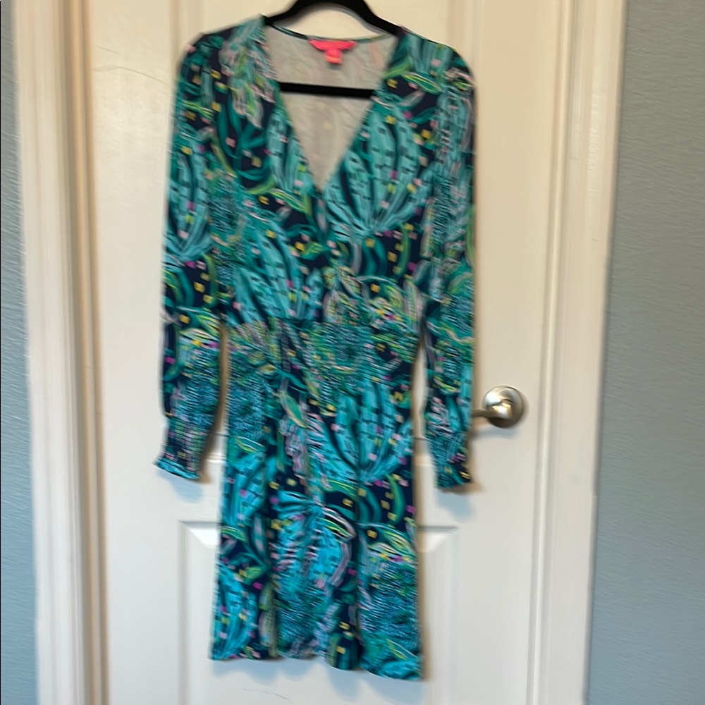 Lilly Pulitzer Blue and Green Long Sleeve Dress